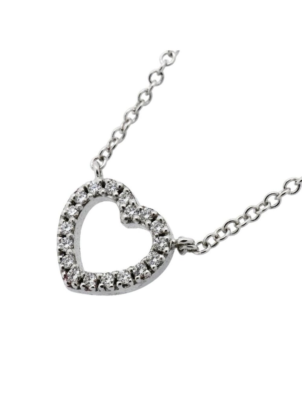 Tiffany & Co Necklace Metro Heart 18k White Gold Diamond